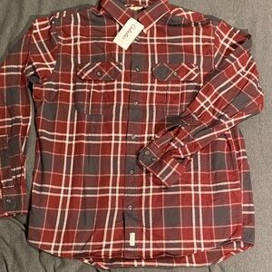 Cabela’s Men's Burgundy and Navy Plaid Shirt